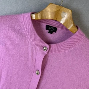 J. Crew Everyday Cashmere Cardigan Sweater Women's Size M Jeweled Buttons Barbie - Imagen 1 de 10