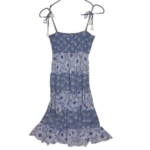 Maxi abito midi donna OndadeMar stampa blu smock grande - Foto 1 di 9