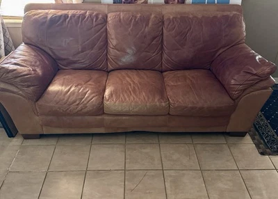 Sofás italianos de cuero beige muebles de salón Foto 1 de 4