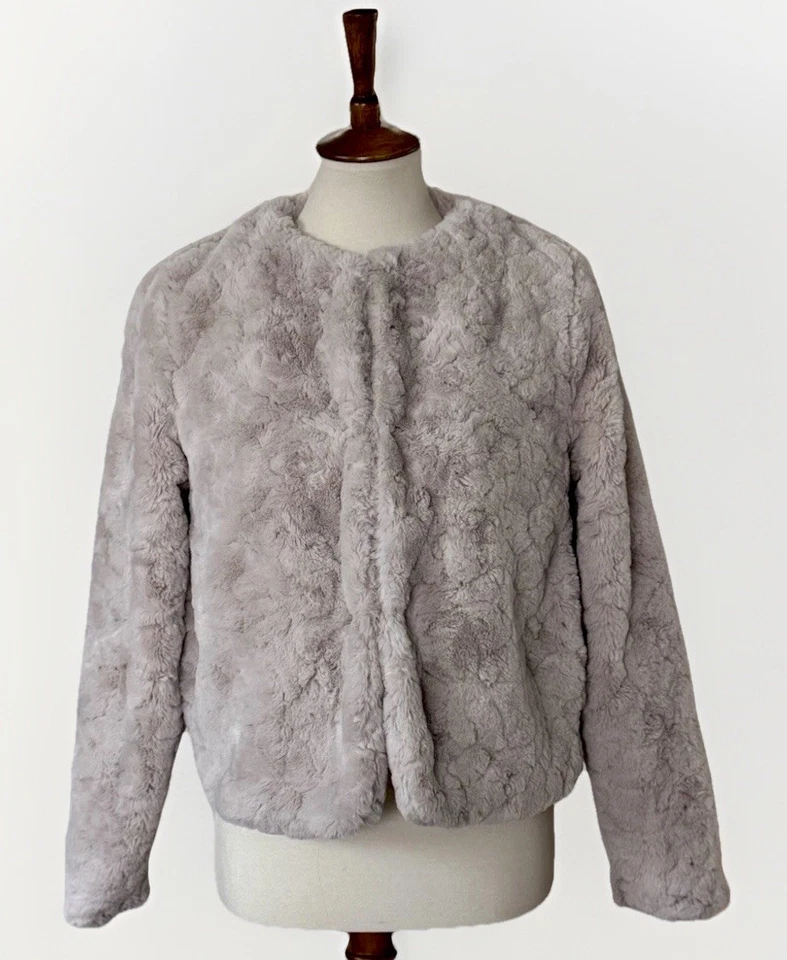 Jaqueta de pele sintética Lauren Conrad tamanho pequeno feminina bronzeada coquetel inverno quente formal - Imagem 1 de 4