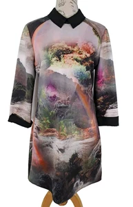 Vestido TED BAKER Viviann Gráfico Arco Iris Estampado Cascada Puño Coser en el Amor Talla 3 - Imagen 1 de 24
