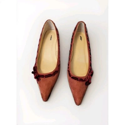  J.Crew Marnie Rouched-Velvet Flats in Dark Guava.  Size 6.5 - Image 1 of 4