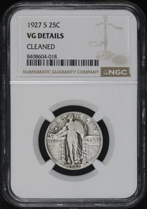 1927-S Standing Liberty Quarter NGC sehr gute Details gereinigt - Bild 1 von 2