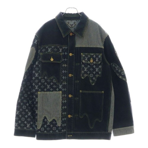 LOUIS VUITTON（LV） Giacca Louis Vuitton 22SS×NIGO MONOGRAM Crazy Denim Abbigliamento da Lavoro Indaco RM221M Usata