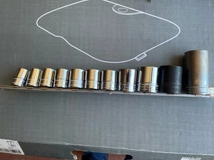 1/2" drive 11 Piece metric socket set shallow 6 point chrome USA made Free Ship - Picture 1 of 10