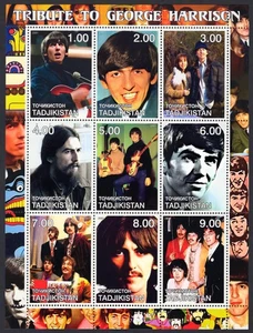 Tajikistan 2001 TRIBUTE TO GEORGE HARRISON (My sweet Lord) THE BEATLES Sheet MNH - Picture 1 of 1