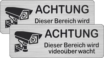 MARKENLOS 2/4/10x Achtung Videoüberwachung Schild Alu Schild Videoüberwachung Warnschild
