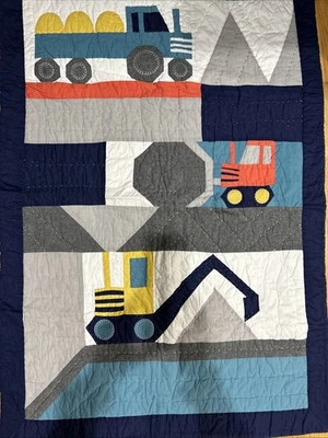 Pottery Barn Kids Jax Construction Toddler Quilt  Blanket 36x49 - Image 1 of 4