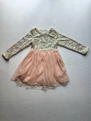 Cat & Jack Sequin Tull Medium (7/8)Long Sleeve Little Girl Dress Cat & Jack Pink - Image 1 of 4