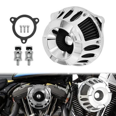 Chrome CNC Cut Air Filter Gray Element For Harley Touring 17-25 Softail 18-2024 - Image 1 of 4