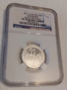 VICKSBURG 2011-S SILVER 25C NGC PF 70 ULTRA CAMEO EARLY RELEASES GREAT COIN  - Picture 1 of 2