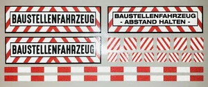 Reflektierendes Set Baustellenfahrzeug Aufkleber Tamiya Wedico 1:14 1:14,5 LKW - Bild 1 von 6