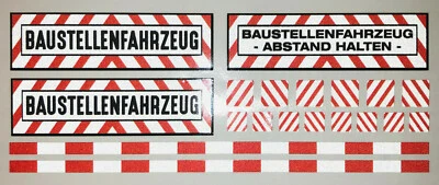 Reflektierendes Set Baustellenfahrzeug Aufkleber Tamiya Wedico 1:14 1:14,5 LKW - Bild 1 von 4