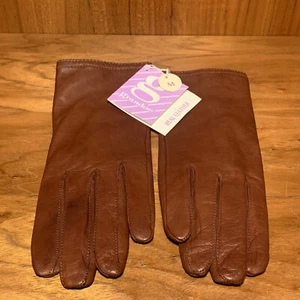 Vintage REAL 100% LEATHER Soft GLOVES Size M SADDLE Brown By Grandoe New W/Tags - Picture 1 of 20