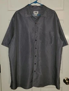 HB navy Blue Patterned Poly Button Front Shirt. XLT XL Tall NWOT - Picture 1 of 6