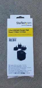 New StarTech 2 Port USB Wall Charger High Power 17 Watt / 3.4 AMP Travel Charger - Photo 1/5