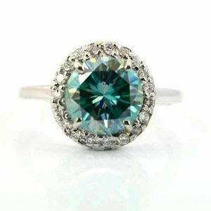 1.75 ct Lab Created Blue Diamond Solitaire Ring Excellent Cut & Great Luster - Picture 1 of 2