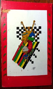Vintage Signed African Folk Art Painting on Board ~ Free From Bondage of Slavery - Picture 1 of 5