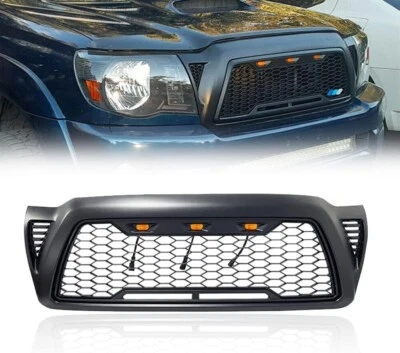 Front Bumper Upper Grille Matte Black w/ LED Lamp For 2005-2011 Toyota Tacoma - Image 1 of 4