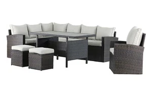 Polyrattan Lounge Set Mandalika Milos XL braun Sitz Gruppe Gartenmöbel Garnitur - Bild 1 von 12