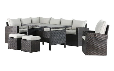 Polyrattan Lounge Set Mandalika Milos XL braun Sitz Gruppe Gartenmöbel Garnitur - Bild 1 von 4