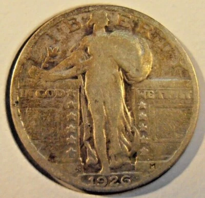 1926 S Standing Liberty Silver Quarter, Low Mintage,  (26SAC1) - Image 1 of 4