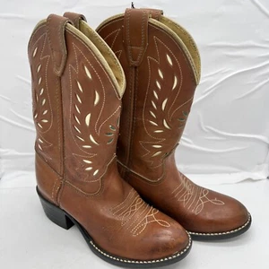 Stivali da cowboy vintage Acme in pelle da bambino anni 80 marrone chiaro - Foto 1 di 10