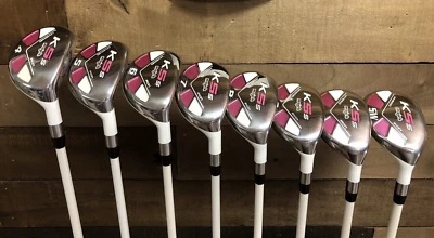 Juego híbrido Majek Golf blanco 4-SW Lady Flex 132-KMT5 USADO para mujer senior derecha Foto 1 de 4