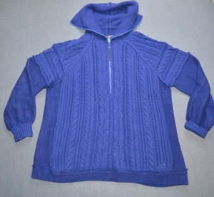 Free People Sunshine Slope Sweater Womens XS Blue Half Zip Cowl Neck Chunky Knit - Picture 1 of 8