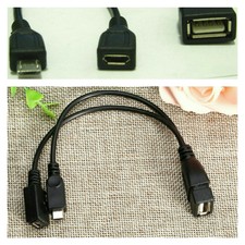 USB Female to Micro Male & Female Power Y Splitter Adapter Cable Cord F/ Samsung