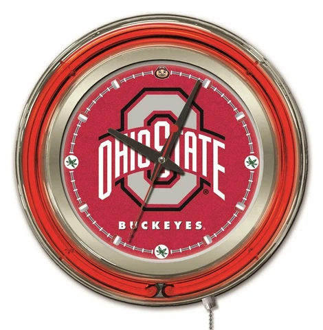 Ohio State University Clock w/ Double Neon Ring Cover