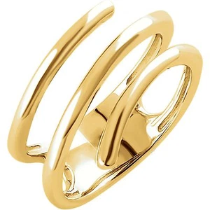 14 KT Yellow Gold Polished Shiny Finish Design Wide Band Ring NEW Negative Space - Picture 1 of 2