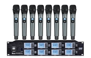 Multi Channel Wireless Microphone System 8 Handheld Dynamic Karaoke Vocal Mike - Picture 1 of 2