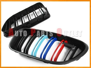 2012-2017 M6 Look Matte Black M Tri Color Front Grille For BMW F06 F12 640i 650i - Picture 1 of 3