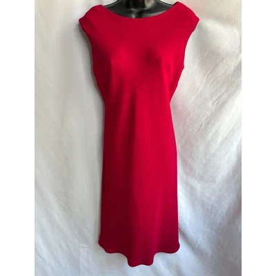 Talbots Luxe Red Boat Neck Cocktail Dress Size 6 Draped Back Classy Formal Midi - Image 1 of 4