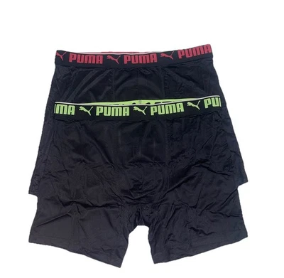 "Lote de 2 calzoncillos boxer PUMA 360 grados malla 6"" - talla" L, negro/verde/marate Foto 1 de 4