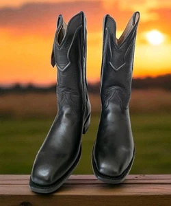 Cuero The Boss Botas Artesanales de Cuero Becerro Ahumado Negro Talla 9.5 EE NUEVAS - Imagen 1 de 8