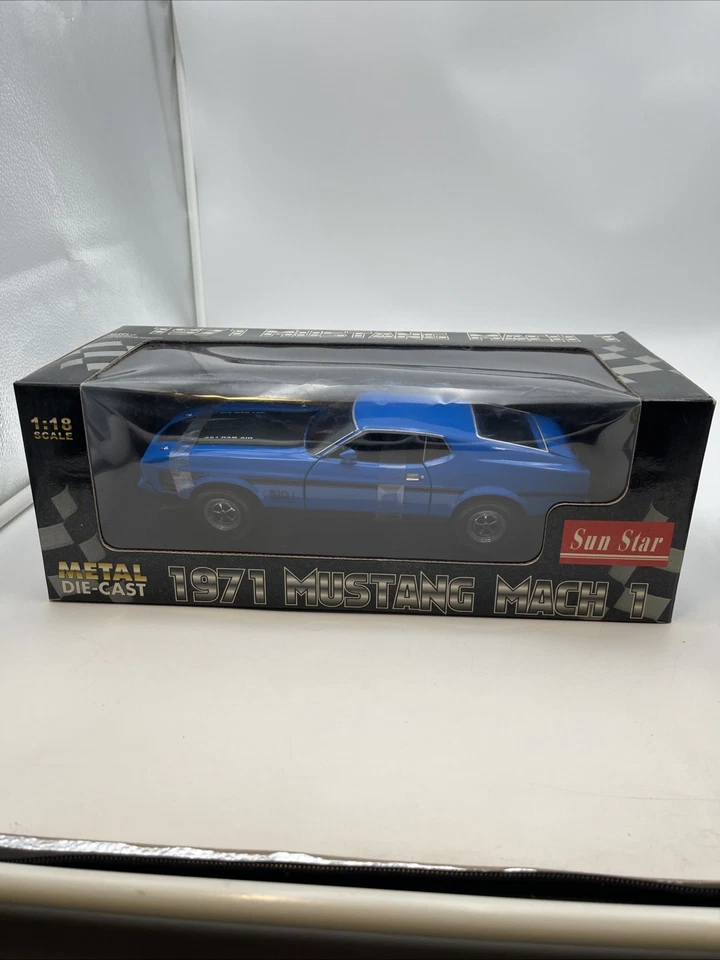 1/18 Sunstar 1971 Ford Mustang Mach 1 RARE Blue 351 RAM Air 3601