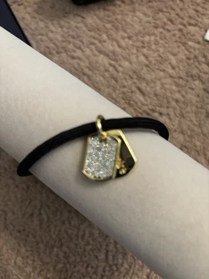 Stella Valle Crystal Dog Tag Bracelet ASPIRE by Lori Greiner Gold Plated 7-1/4" - Image 1 of 4