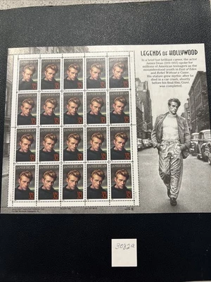 1996 Scott #3082 - 32¢ James Dean - Legends of Hollywood - Full Sheet - MNH - Image 1 of 2
