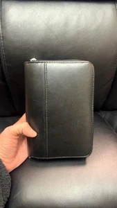 Organizer Planner Wallet Mundi Super Mundex Black Leather Zip Up - Picture 1 of 8