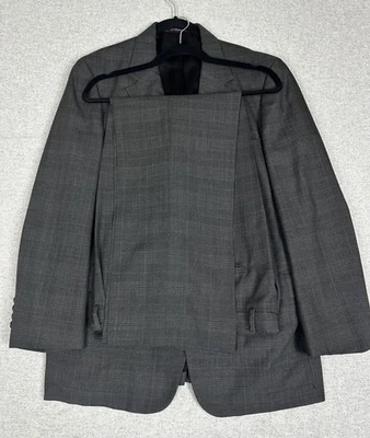 American Craftsmen Suit 42R 32x30 Gray Plaid 2 Button Pleated Pants Made USA - Image 1 of 4