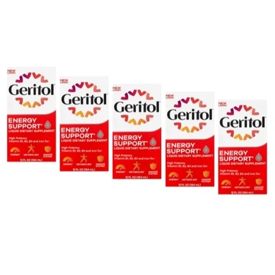 Paquete de 5 suplementos líquidos de vitamina y hierro de alta potencia de geritol de 12 oz cada uno Foto 1 de 4