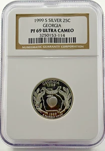 1999-S Silver Quarter Georgia NGC PF69 Ultra Cameo - Picture 1 of 2