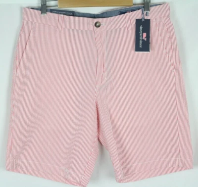 Pantalones Cortos Para Hombre Vineyard Vines 9" Seersucker Breaker Rayas Marineros Rojo Foto 1 de 3