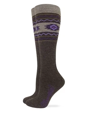 Wrangler Ladies Merino Wool Blend Aztec Knee High Boot Socks 1 Pair Pack - Image 1 of 4