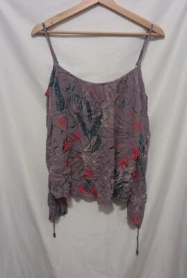 Top ROXY Paradise Ocean Estampado Medio Púrpura Floral Hombro Frío Cordones Cortos Foto 1 de 4