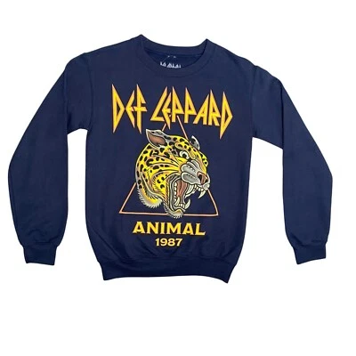 Def Leppard Mujer Talla X-Pequeña Azul Oscuro Cuello Redondo Sudadera Rock Band Animal Foto 1 de 4