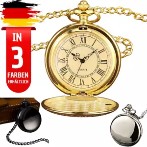 Herren Taschenuhr Hochwertig Kitteluhr DE Quarzwerk Vintage Taschenuhr Gold Silb - Bild 1 von 10