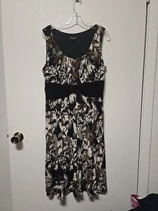 Perceptions BROWN Black Round Neck Sleeveless Pullover A-Line Womens Dress 16 - Picture 1 of 8